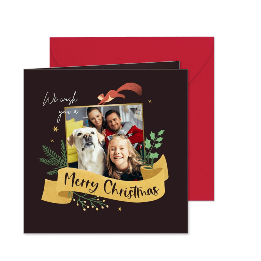 Weihnachtskarte Foto und Band 'Merry Christmas' - Karteneindruck
