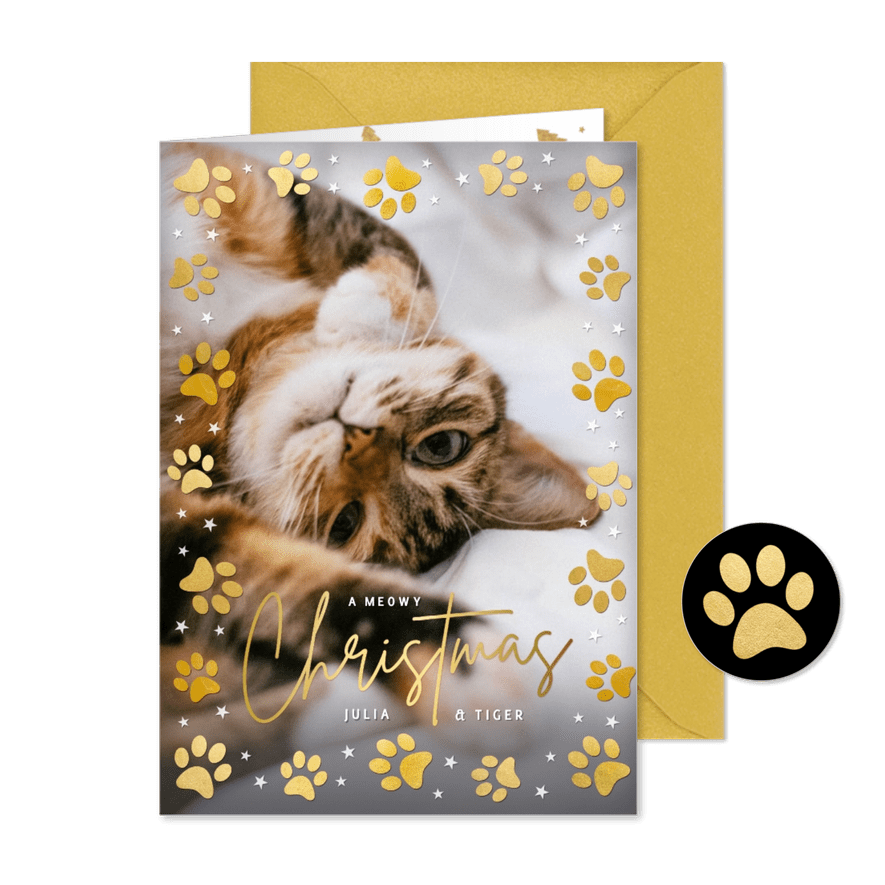 Weihnachtskarte Foto & Katzenpfoten - Karteneindruck
