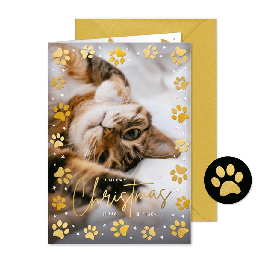 Weihnachtskarte Foto & Katzenpfoten - Karteneindruck