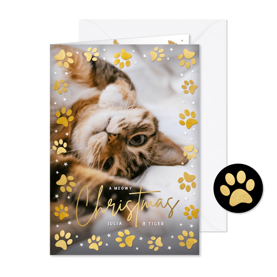 Weihnachtskarte Foto & Katzenpfoten - Karteneindruck