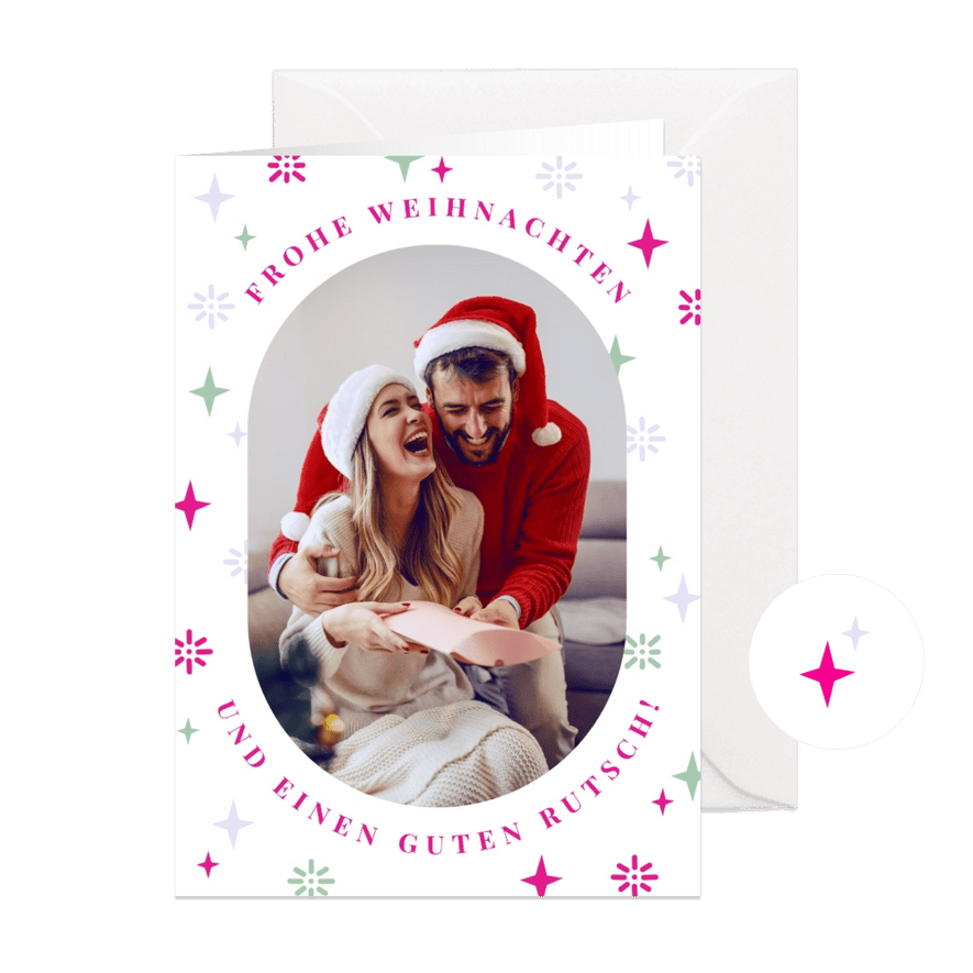 Weihnachtskarte Foto & kleine Ornamente - Karteneindruck
