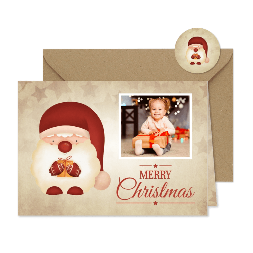 Weihnachtskarte Foto & kleiner Weihnachtsmann - Karteneindruck