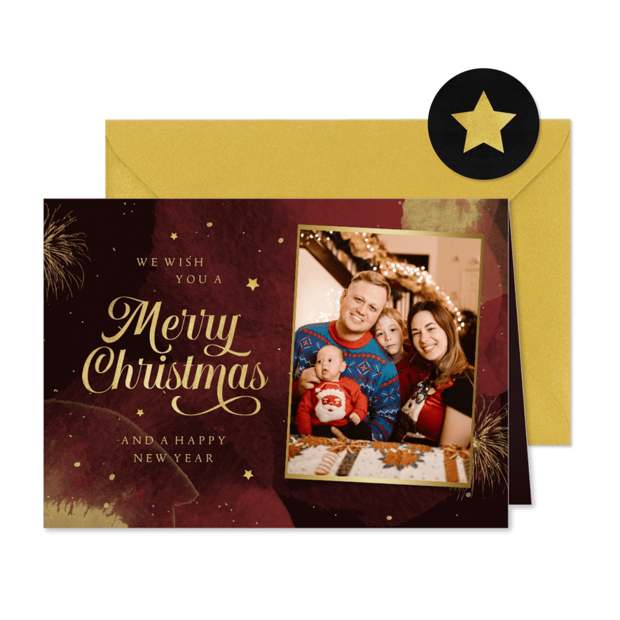 Weihnachtskarte Foto & 'Merry Christmas' Schreibschrift - Karteneindruck