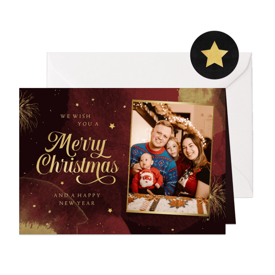 Weihnachtskarte Foto & 'Merry Christmas' Schreibschrift - Karteneindruck
