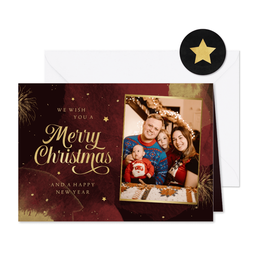 Weihnachtskarte Foto & 'Merry Christmas' Schreibschrift - Karteneindruck