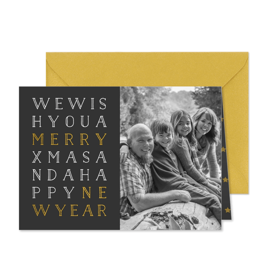 Weihnachtskarte Foto und Typografie - Karteneindruck
