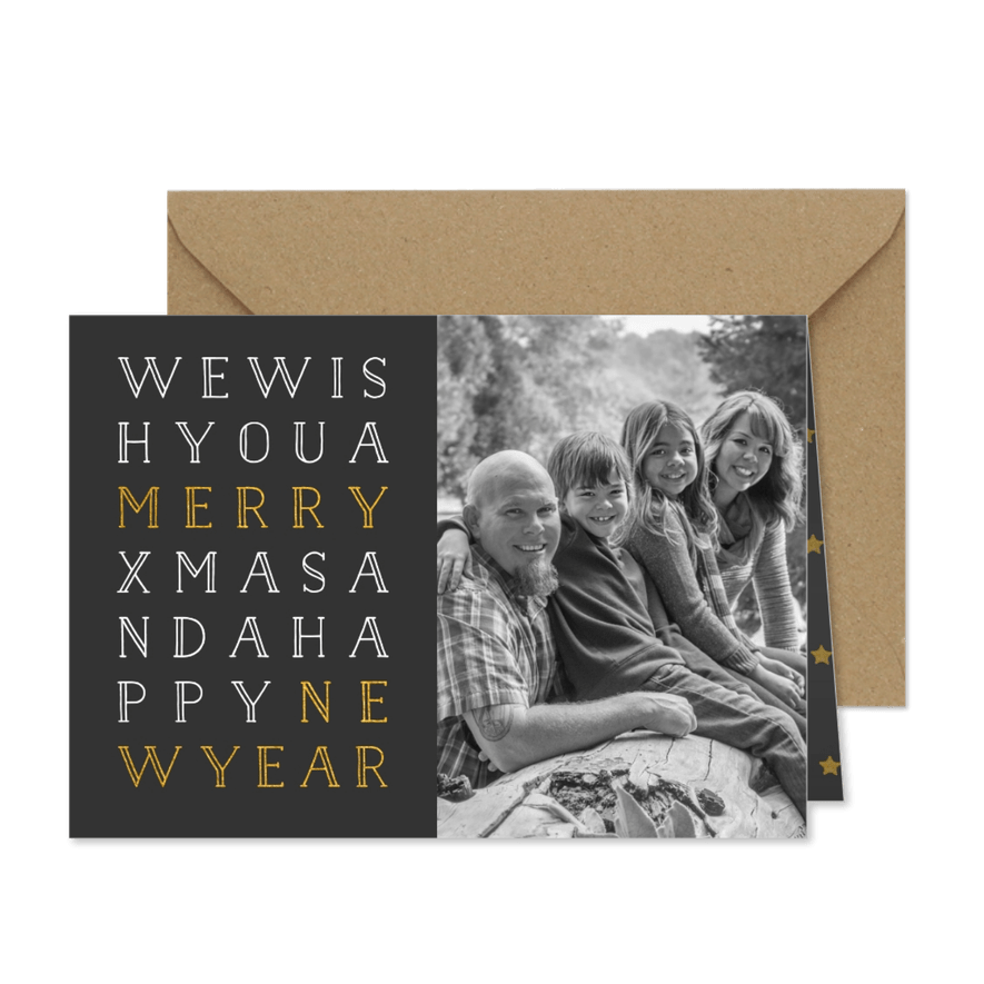 Weihnachtskarte Foto und Typografie - Karteneindruck
