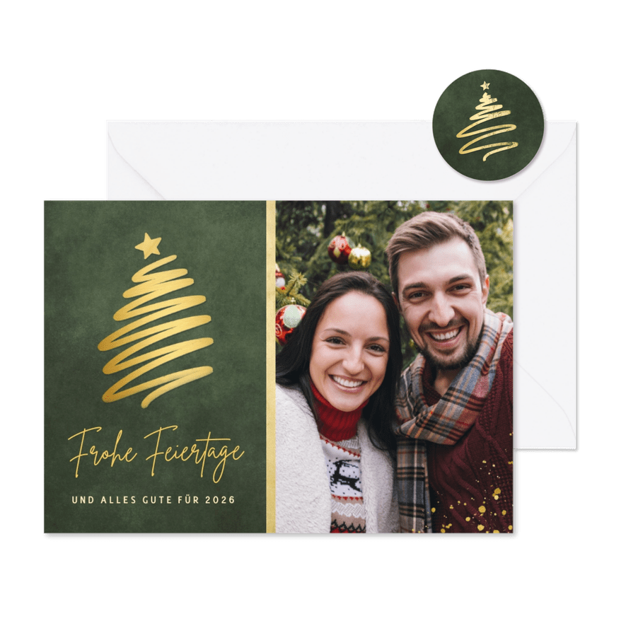 Weihnachtskarte Foto & Weihnachtsbaum - Karteneindruck