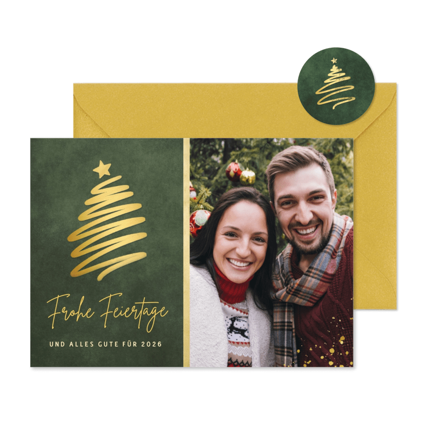 Weihnachtskarte Foto & Weihnachtsbaum - Karteneindruck

