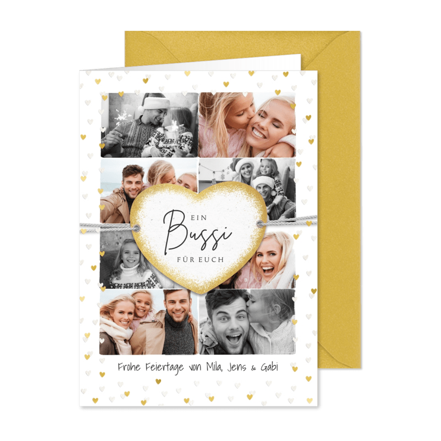 Weihnachtskarte Fotocollage Bussi - Karteneindruck