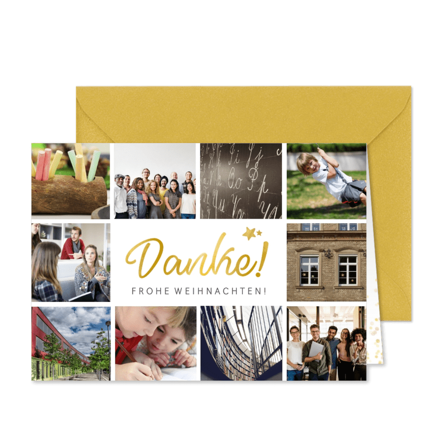 Weihnachtskarte Fotocollage Danke - Karteneindruck