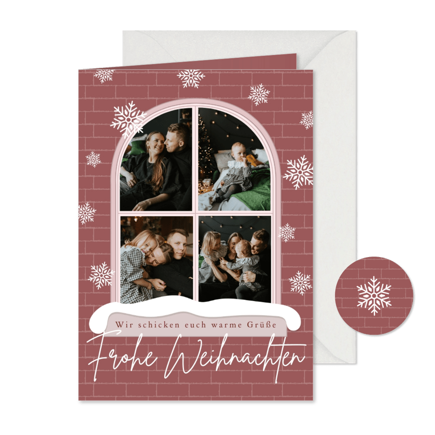 Weihnachtskarte Fotocollage Fensterscheiben - Karteneindruck
