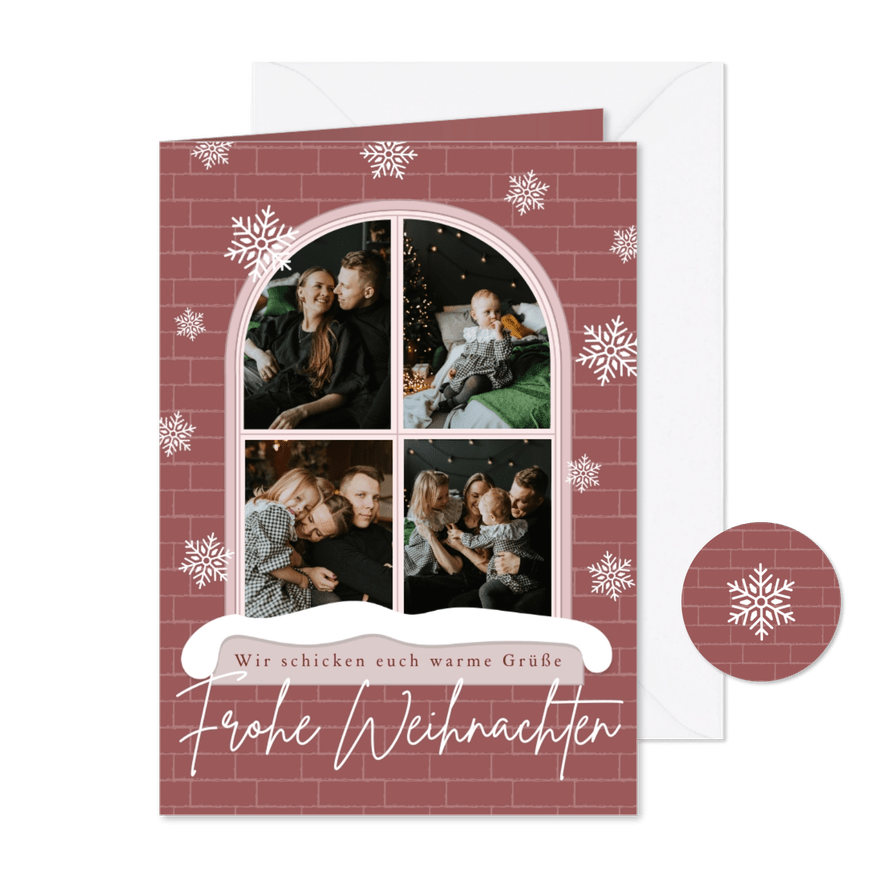 Weihnachtskarte Fotocollage Fensterscheiben - Karteneindruck