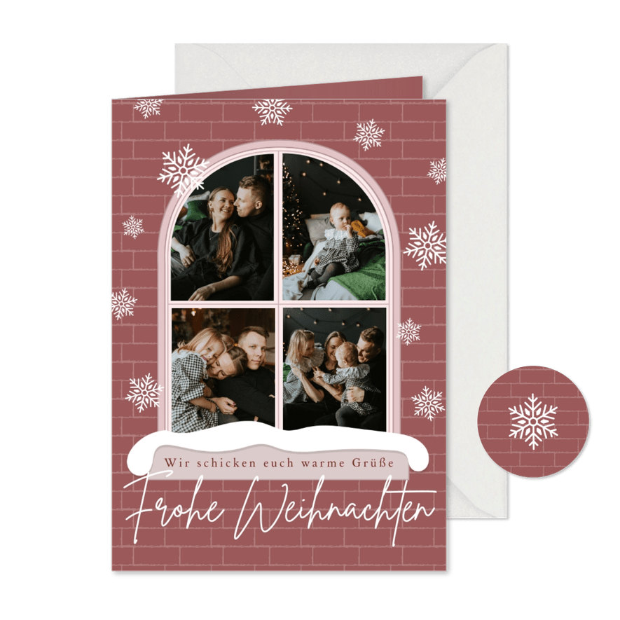 Weihnachtskarte Fotocollage Fensterscheiben - Karteneindruck