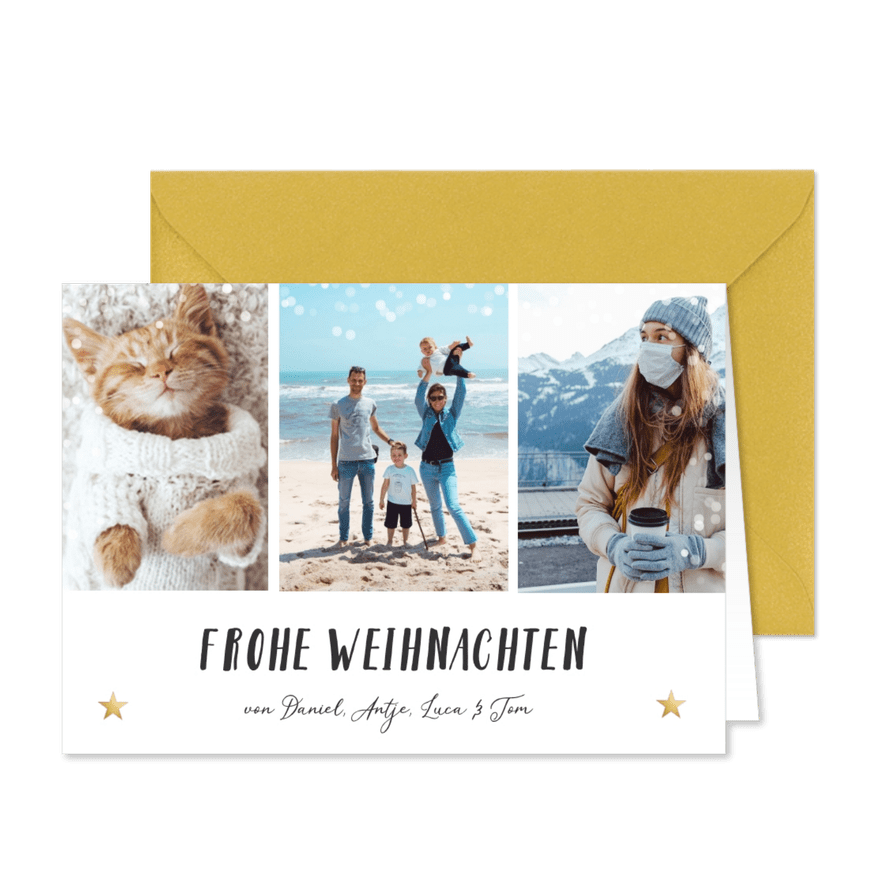 Weihnachtskarte Fotocollage Frohe Weihnachten - Kartenvorschau