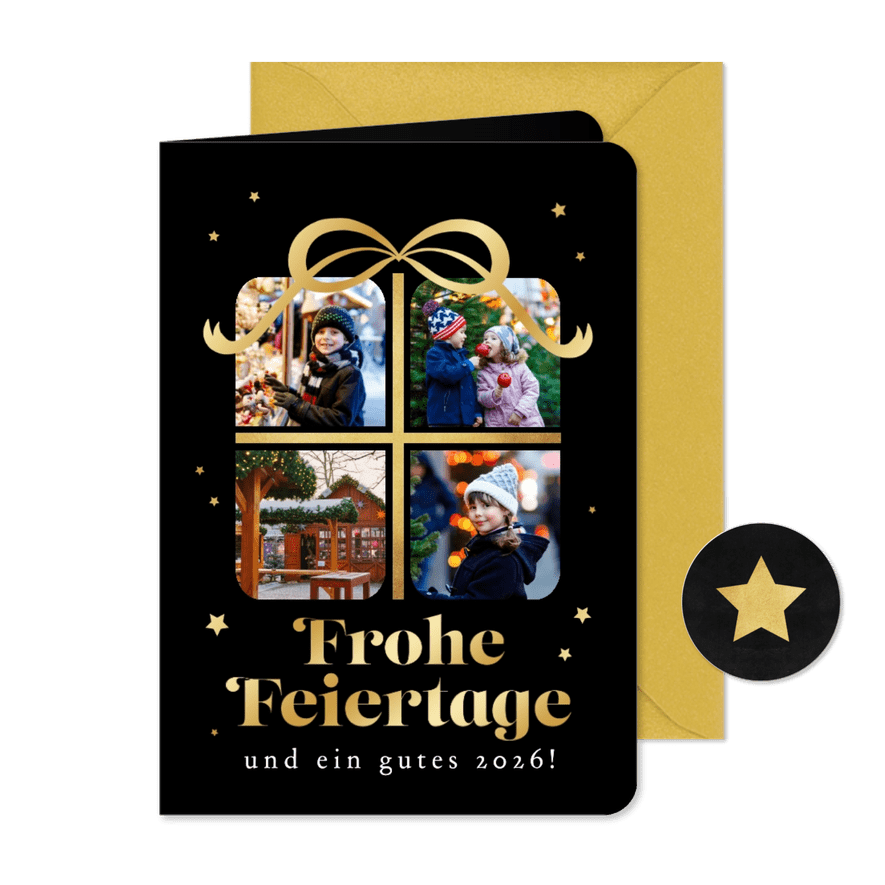 Weihnachtskarte Fotocollage Geschenk - Karteneindruck