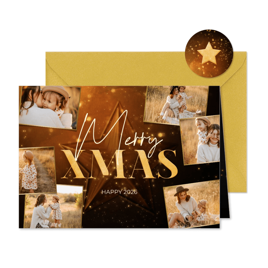 Weihnachtskarte Fotocollage großer Stern - Karteneindruck
