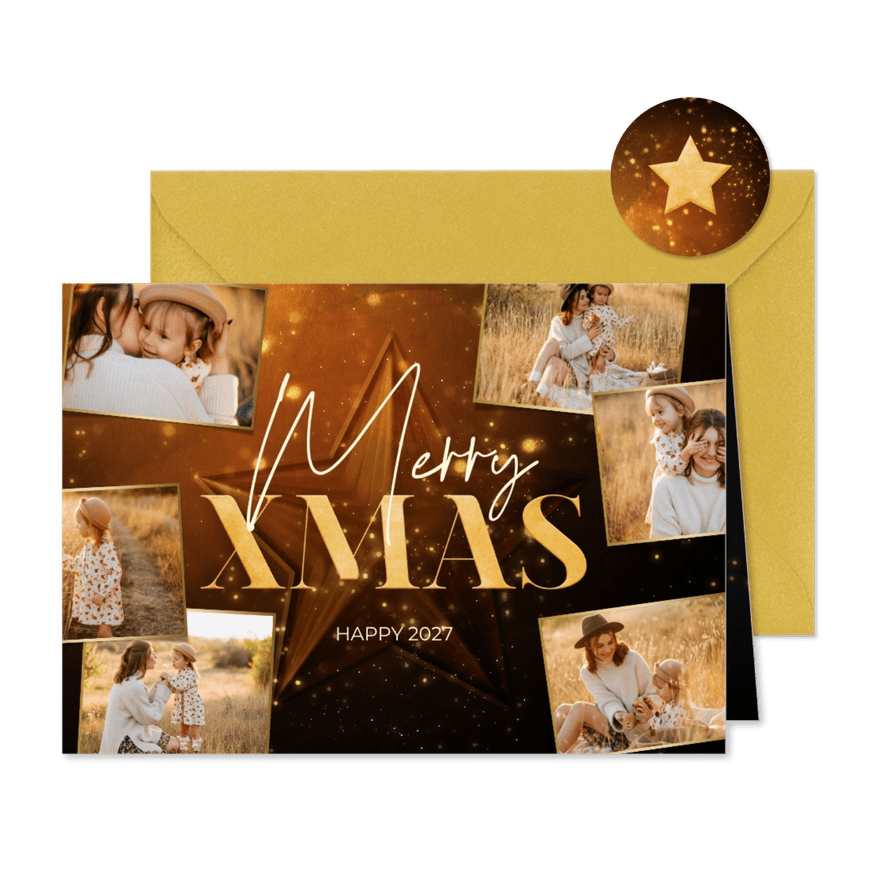 Weihnachtskarte Fotocollage großer Stern - Kartenvorschau
