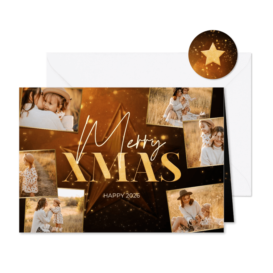 Weihnachtskarte Fotocollage großer Stern - Karteneindruck