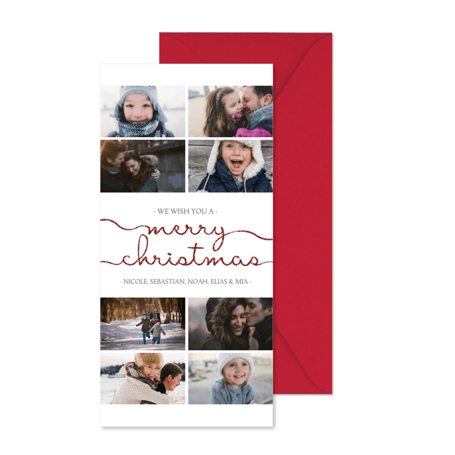 Weihnachtskarte Fotocollage Hochformat grafisch - Karteneindruck

