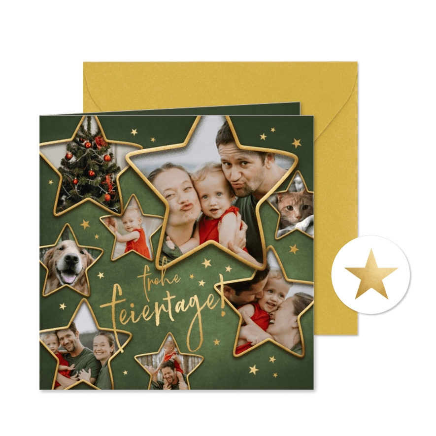 Weihnachtskarte Fotocollage in Sternform - Kartenvorschau
