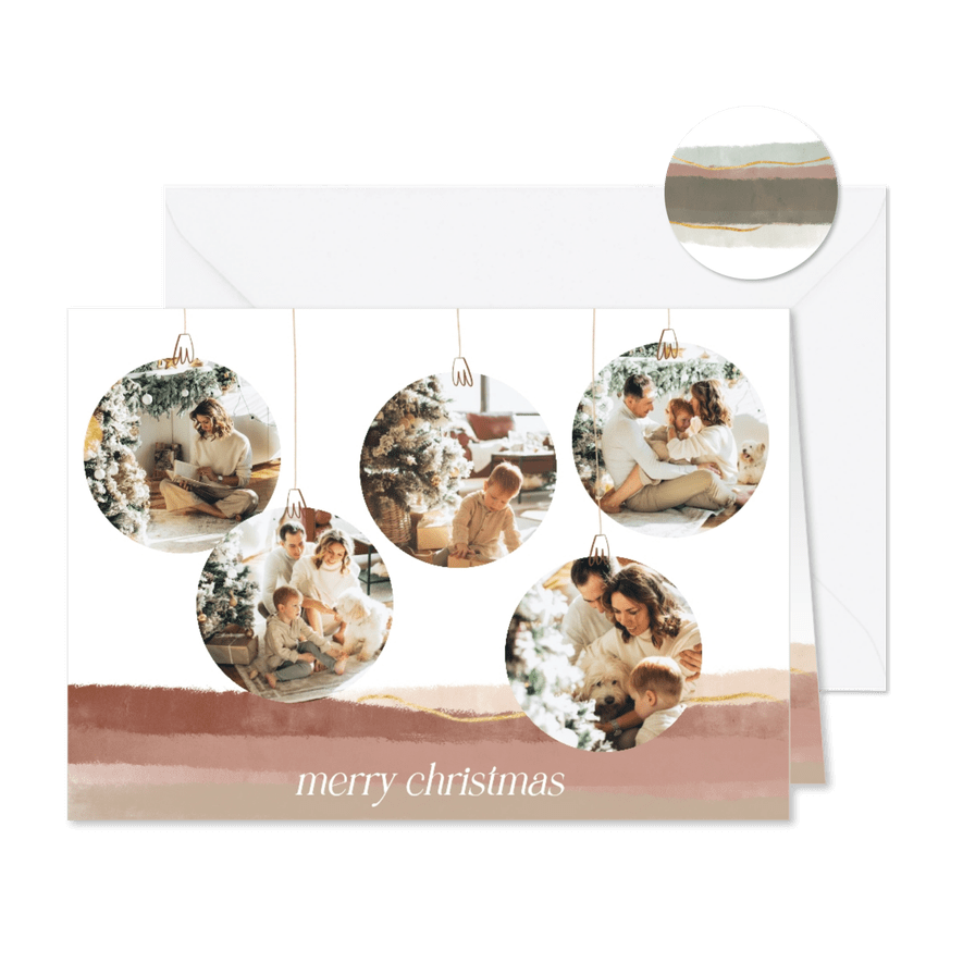 Weihnachtskarte Fotocollage in Weihnachtskugeln - Karteneindruck