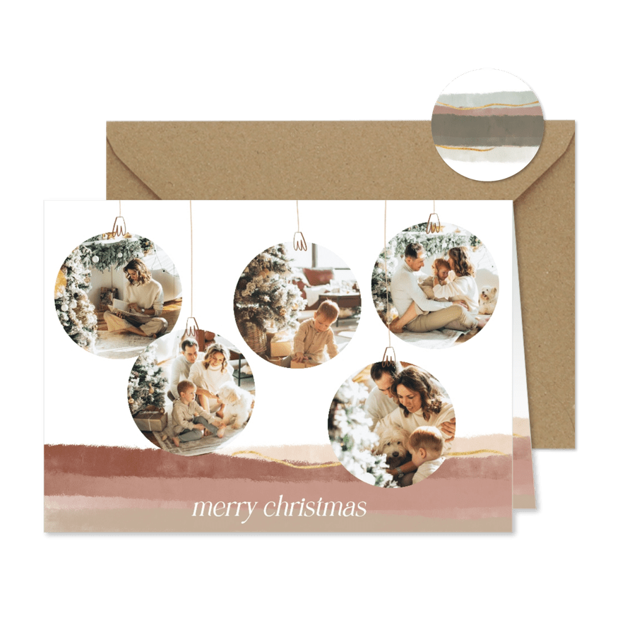 Weihnachtskarte Fotocollage in Weihnachtskugeln - Karteneindruck
