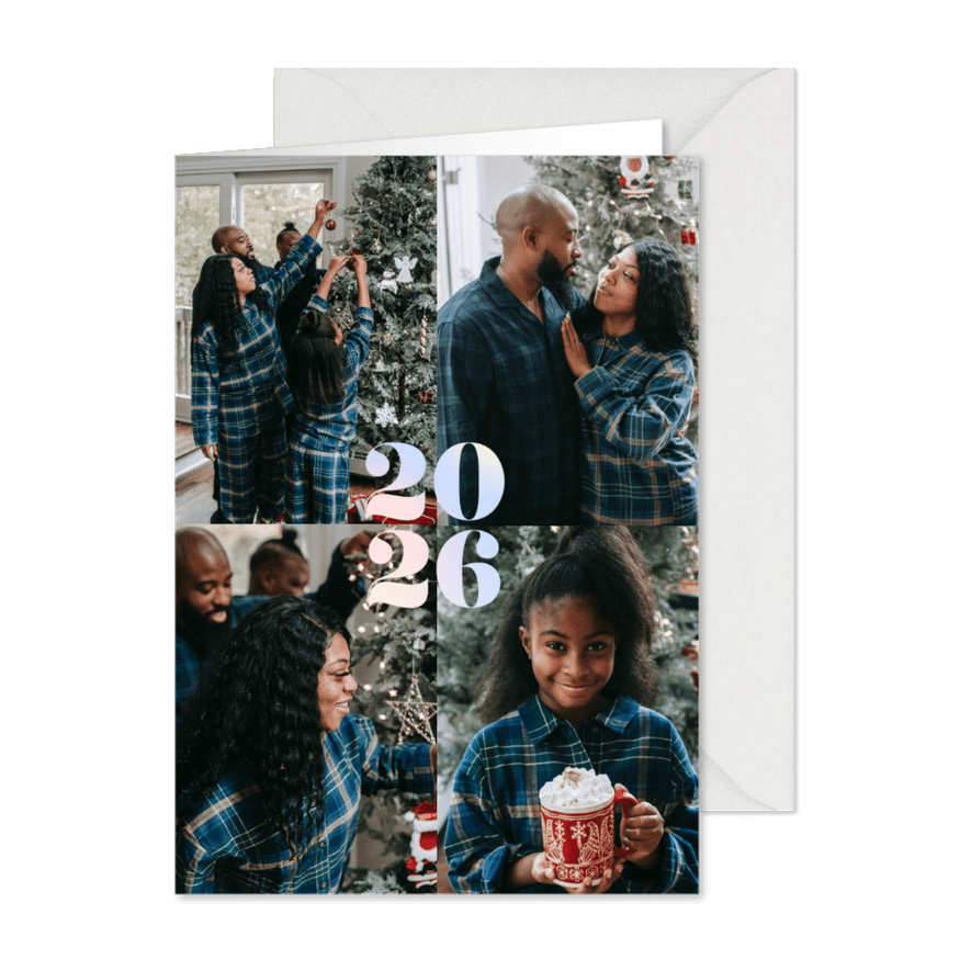 Weihnachtskarte Fotocollage Jahr 2026 - Karteneindruck
