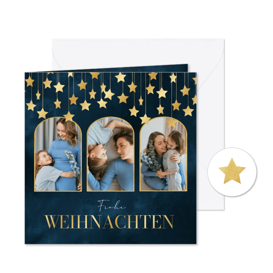 Weihnachtskarte Fotocollage mit Sternen - Karteneindruck