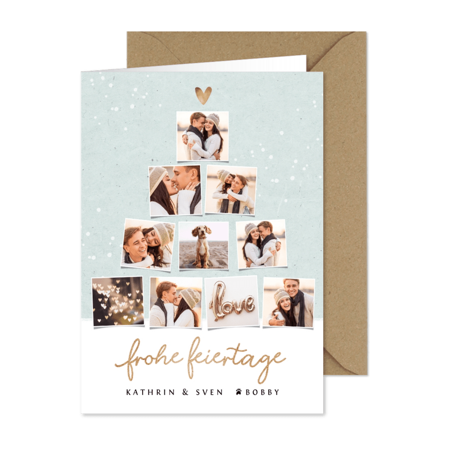 Weihnachtskarte Fotocollage Tannenbaum  - Karteneindruck
