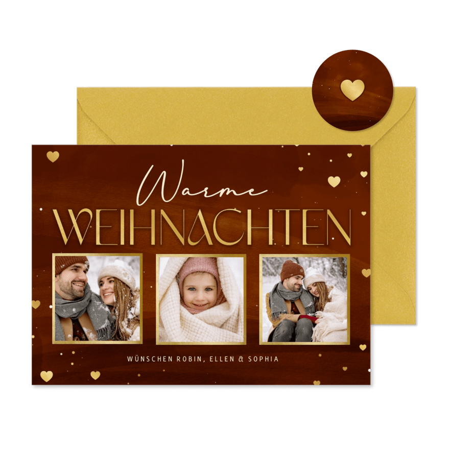 Weihnachtskarte Fotocollage 'Warme Weihnachten' - Karteneindruck