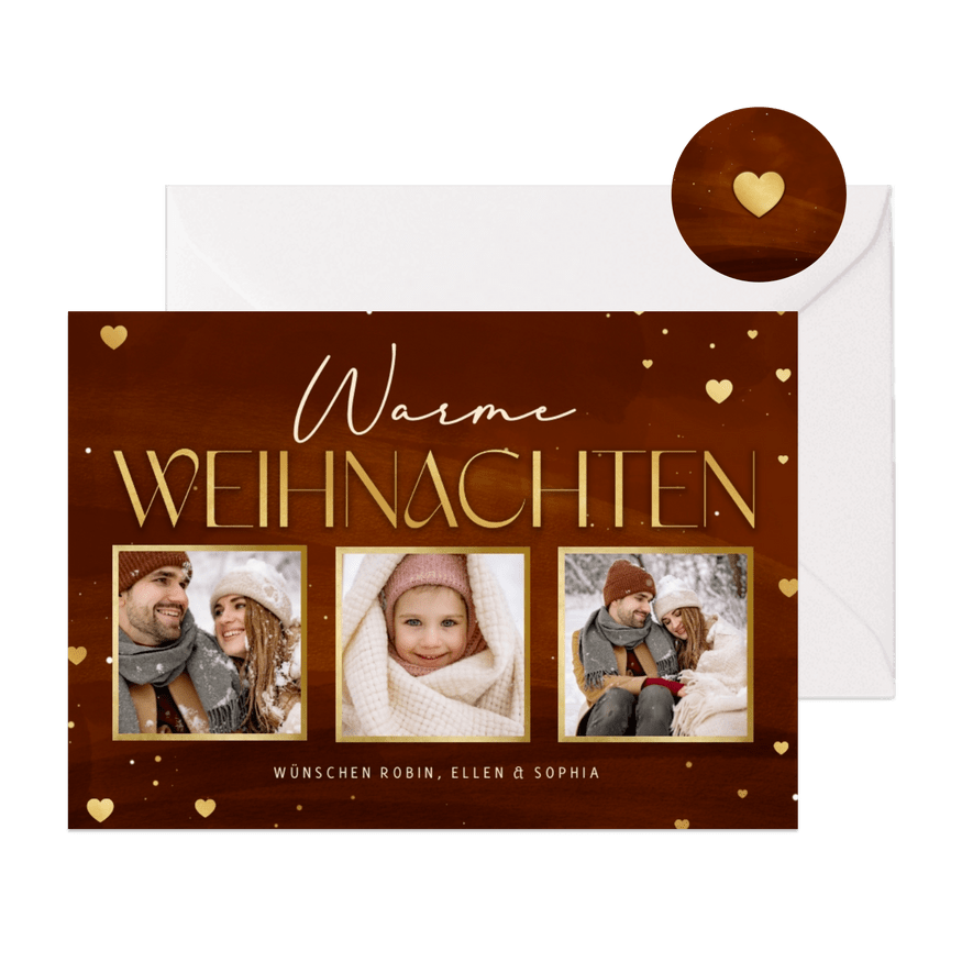 Weihnachtskarte Fotocollage 'Warme Weihnachten' - Karteneindruck
