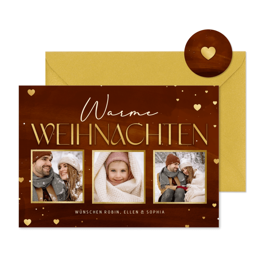 Weihnachtskarte Fotocollage 'Warme Weihnachten' - Karteneindruck
