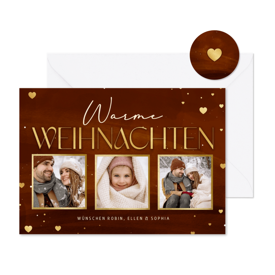 Weihnachtskarte Fotocollage 'Warme Weihnachten' - Karteneindruck