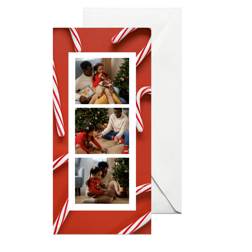 Weihnachtskarte Fotocollage Zuckerstangen - Karteneindruck
