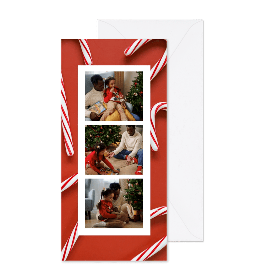 Weihnachtskarte Fotocollage Zuckerstangen - Karteneindruck