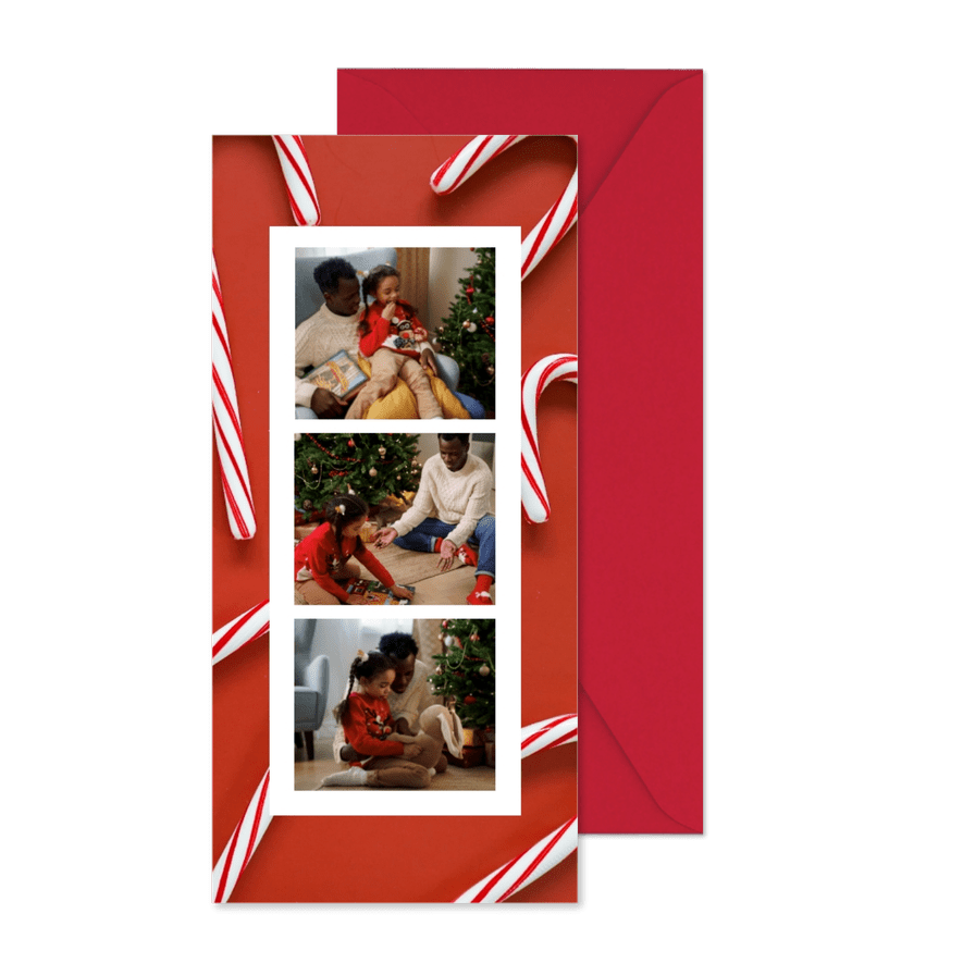 Weihnachtskarte Fotocollage Zuckerstangen - Karteneindruck