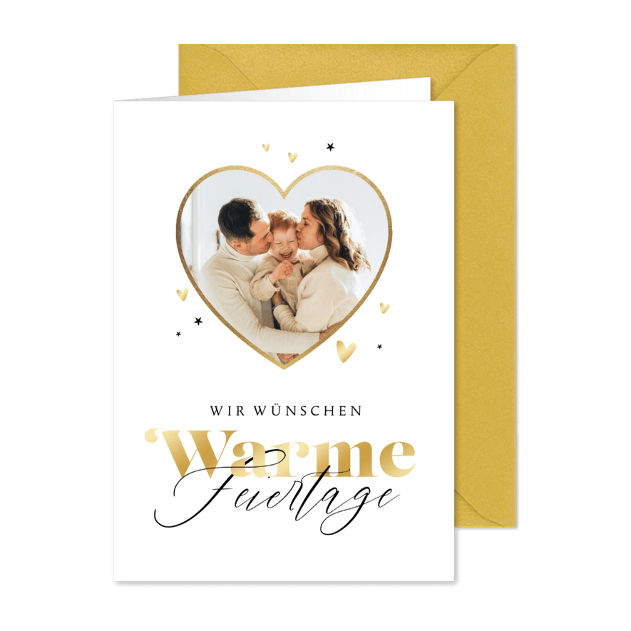 Weihnachtskarte Fotoherz 'Warme Feiertage' - Karteneindruck
