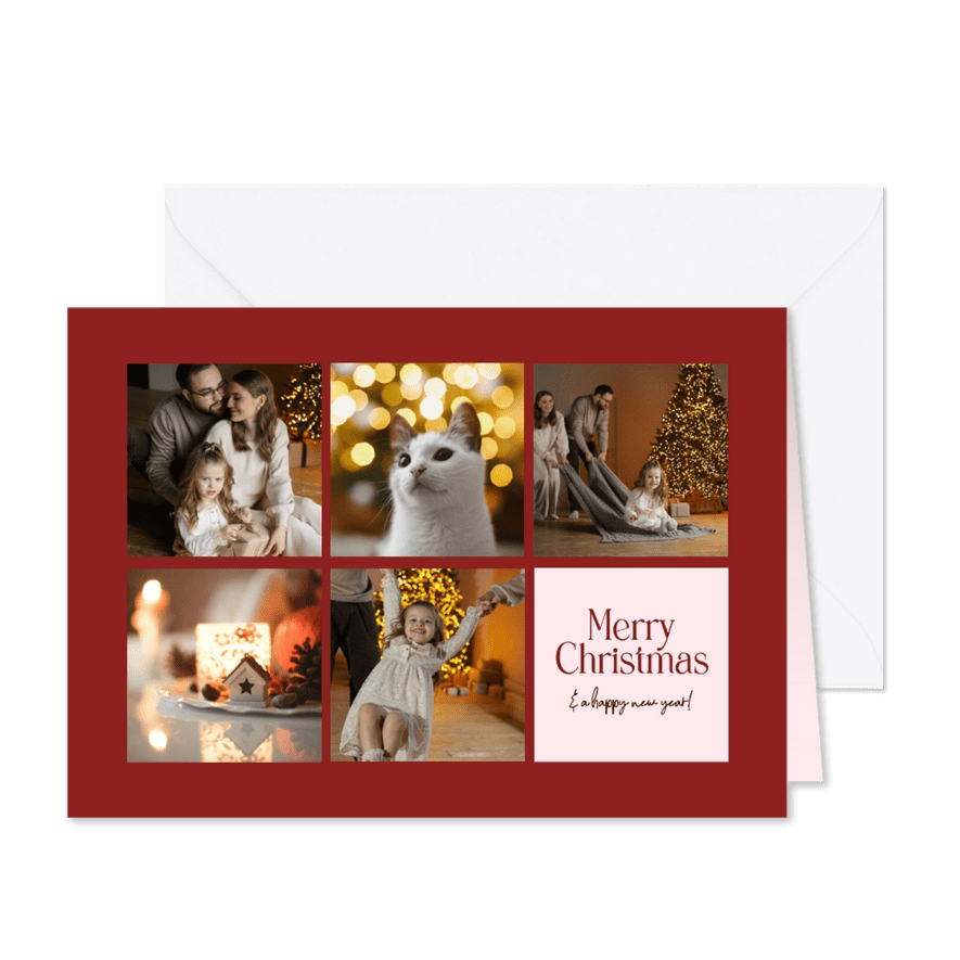 Weihnachtskarte Fotoraster 5 Fotos Collage - Karteneindruck
