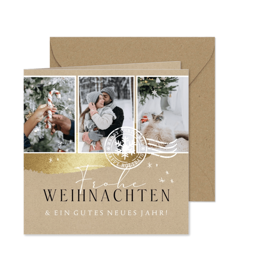 Weihnachtskarte Fotoreihe Kraftpapierlook - Karteneindruck

