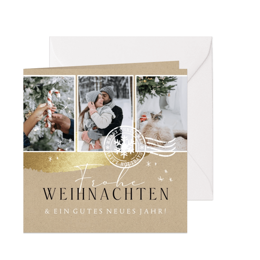 Weihnachtskarte Fotoreihe Kraftpapierlook - Karteneindruck
