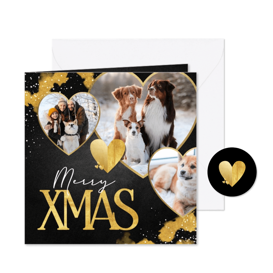 Weihnachtskarte Fotos in Herzform 'Merry Xmas' - Karteneindruck