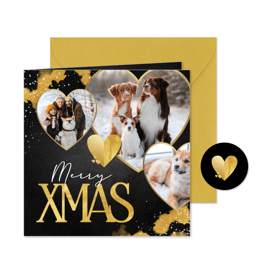 Weihnachtskarte Fotos in Herzform 'Merry Xmas' - Karteneindruck