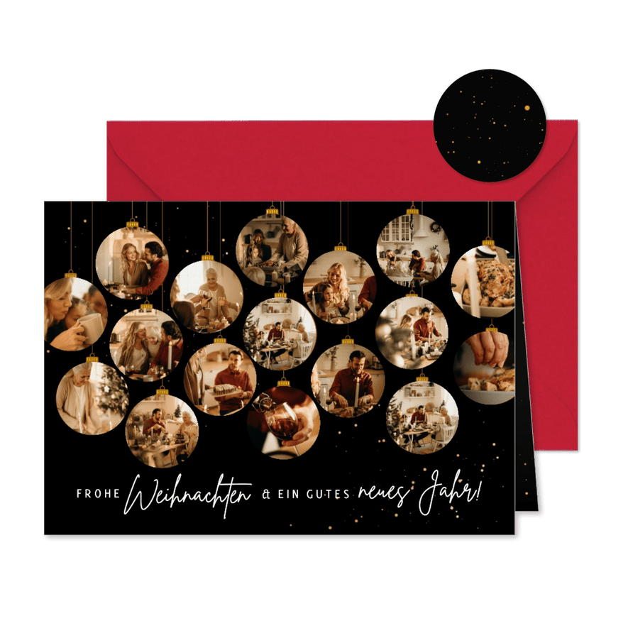 Weihnachtskarte Fotos in Weihnachtskugeln - Karteneindruck
