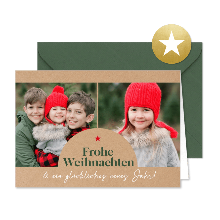 Weihnachtskarte Fotos mit Bogen - Kartenvorschau
