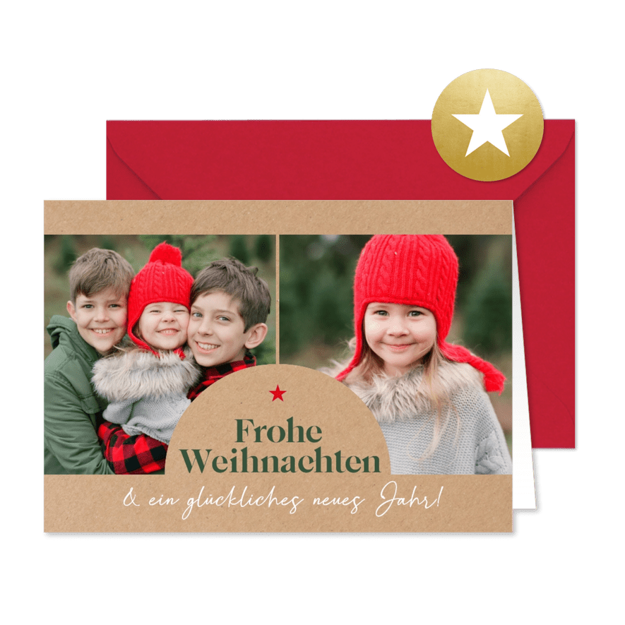 Weihnachtskarte Fotos mit Bogen - Karteneindruck