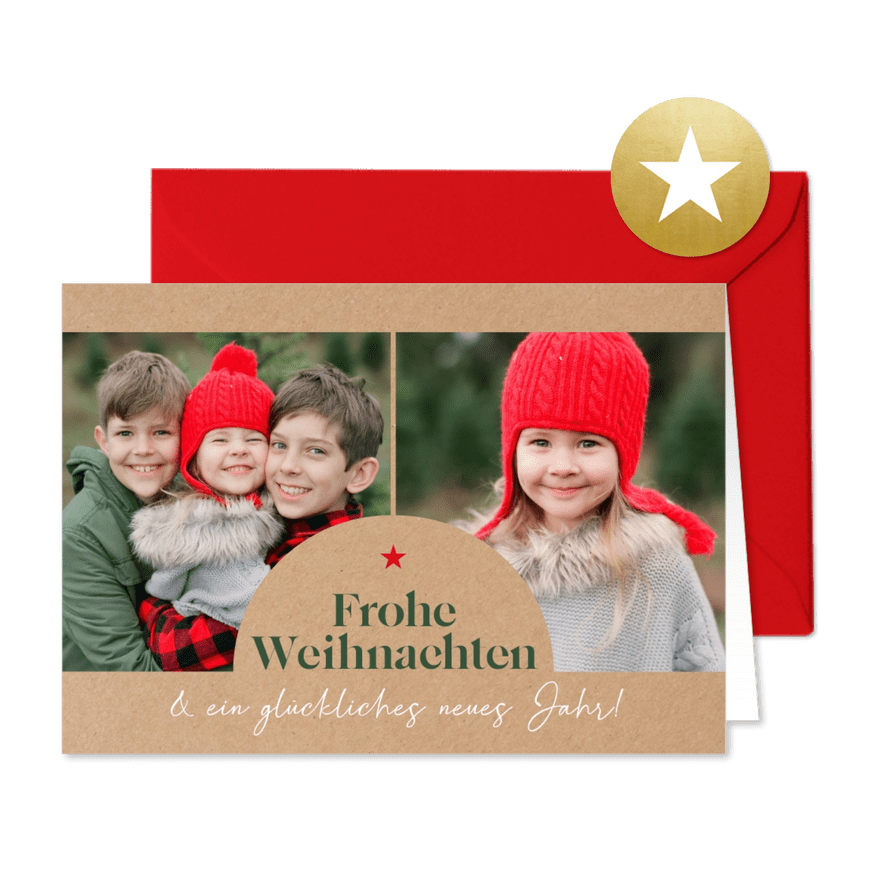 Weihnachtskarte Fotos mit Bogen - Karteneindruck
