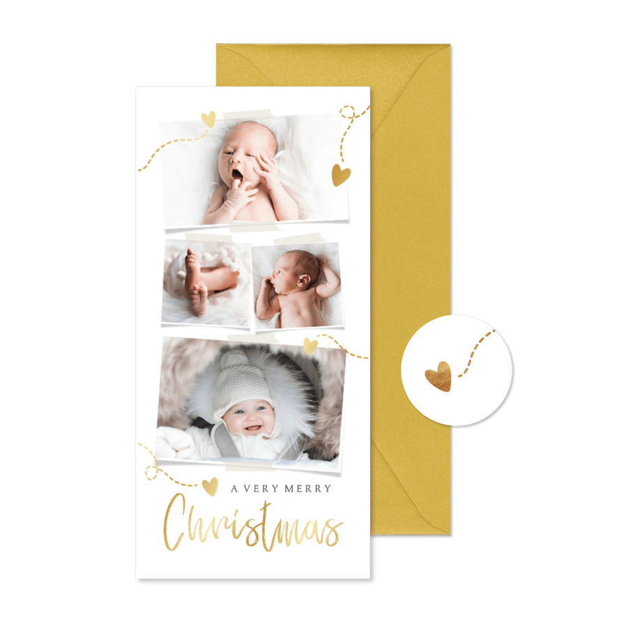 Weihnachtskarte Fotos und Goldherzchen - Kartenvorschau