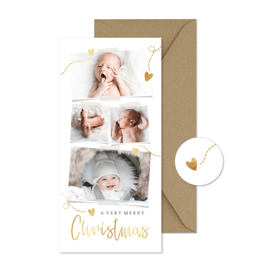 Weihnachtskarte Fotos und Goldherzchen - Karteneindruck