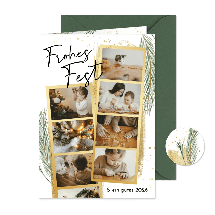 Weihnachtskarte Fotostreifen 8 Fotos Tannenzweige - Karteneindruck